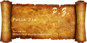 Petik Zia névjegykártya